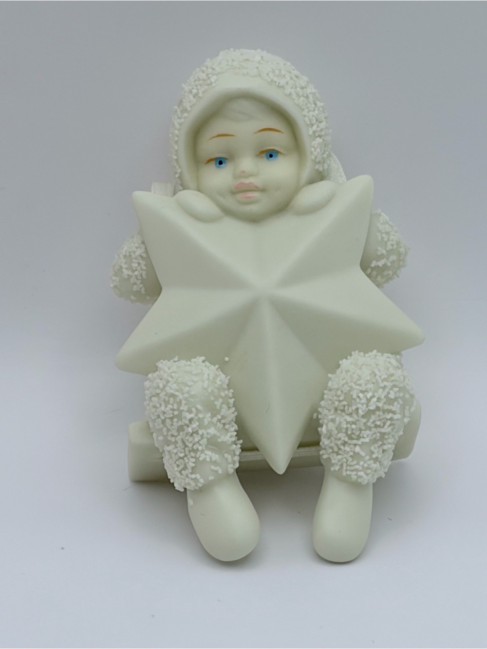 Dept 56, Snowbabies, “Swinging On a Star” Ornament, Baby, Star, Bisque, Retired